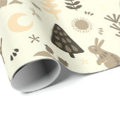 Winter Woodland Whimsy, Christmas Bunny en Uil Cadeaupapier (Rol Hoek)