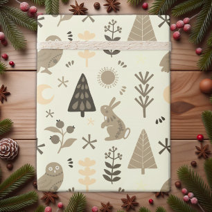 Winter Woodland Whimsy, Christmas Bunny en Uil Cadeaupapier