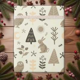 Winter Woodland Whimsy, Christmas Bunny en Uil Cadeaupapier