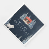 Winter Woodland Winter Cabin met Wolf Kerstmis Servet (Hoek)