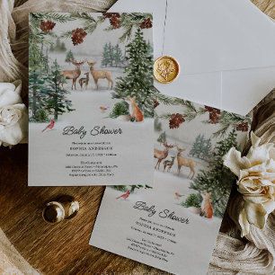 Winter Woodland Wonderland Baby shower Kaart