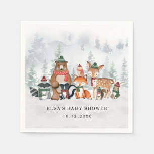 Winter Woodland Wonderland Forest Baby Animals Servet