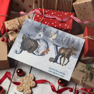 Winter Woodland Wonderland JOY Snow Feestdagenkaart