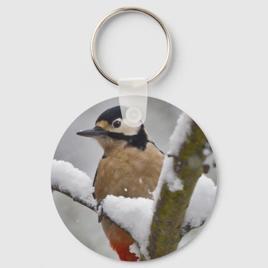 Winter Woodpecker Keyring Sleutelhanger (Voorkant)