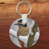 Winter Woodpecker Keyring Sleutelhanger (Voorkant)
