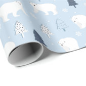 Winter Woods Polar Bears Cadeaupapier (Rol Hoek)