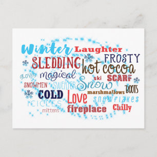 Winter Woorden Fun Typografie Vakantie Postcard Ka Feestdagenkaart