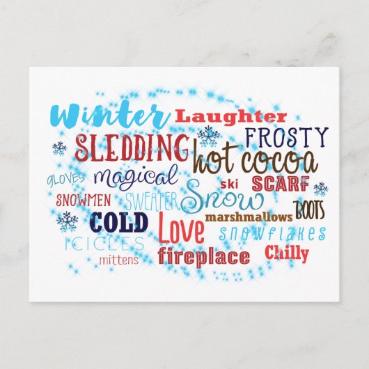 Winter Woorden Fun Typografie Vakantie Postkaart K Feestdagenkaart (Voorkant)