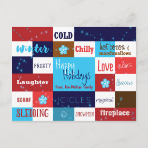 Winter Woorden Leuke Typografie Vakantie Postcard  Feestdagenkaart
