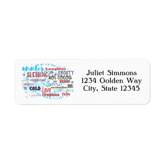 Winter Woorden Typografie Leuk Adres Labels (Voorkant)