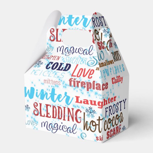 Winter Woorden Typografie Leuk Feest Favor Boxen Bedankdoosjes (Voorkant Zijde)