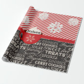 Winter Word Art Holiday Cadeaupapier (Uitgerold)