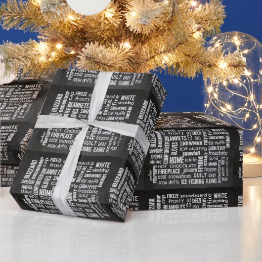Winter Word Cloud op krijkbord Cadeaupapier (Feestdagen)
