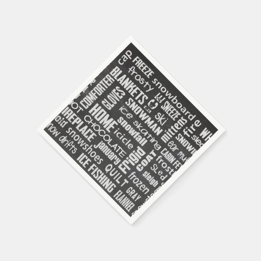 Winter Word Cloud op krijkbord Servetten (Hoek)