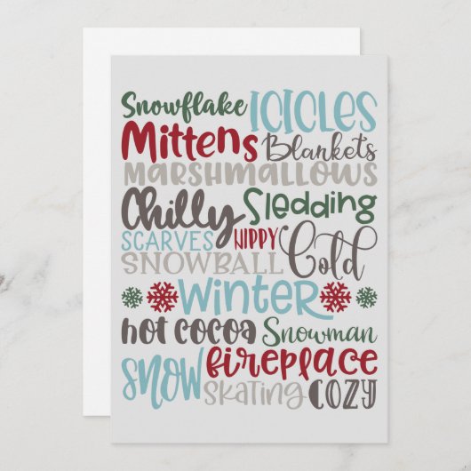 Winter Words Subway Art Feestdagenkaart (Voorkant / Achterkant)