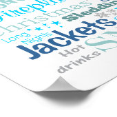 Winter Words Typografie in Blue Poster (Hoek)