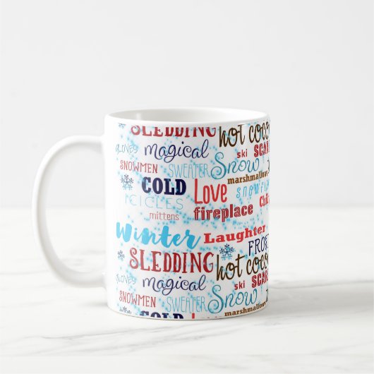 Winter Words Typography Fun Holiday Coffee Mok (Links)