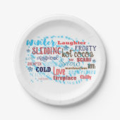 Winter Words Typography Fun Holiday Party Borden Papieren Bordje (Voorkant)