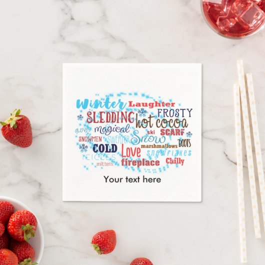 Winter Words Typography Fun Holiday Party Napkins Servetten (Insitu)