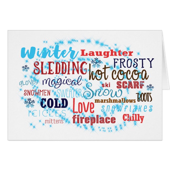 Winter Words Typography Wording Fun Cute Card (Voorkant Horizontaal)