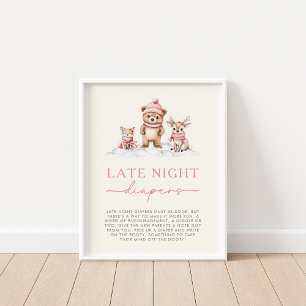 Winter Woud Dieren Late Night Luierspel Poster
