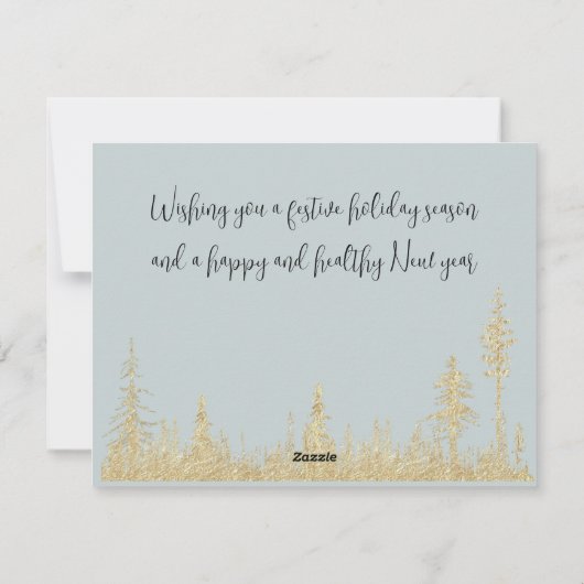 Winter Woud Lettering Goud Sneeuw Feestdagenkaart (Achterkant)