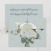 Winter Woud Lettering Goud Sneeuw Feestdagenkaart (Voorkant / Achterkant)