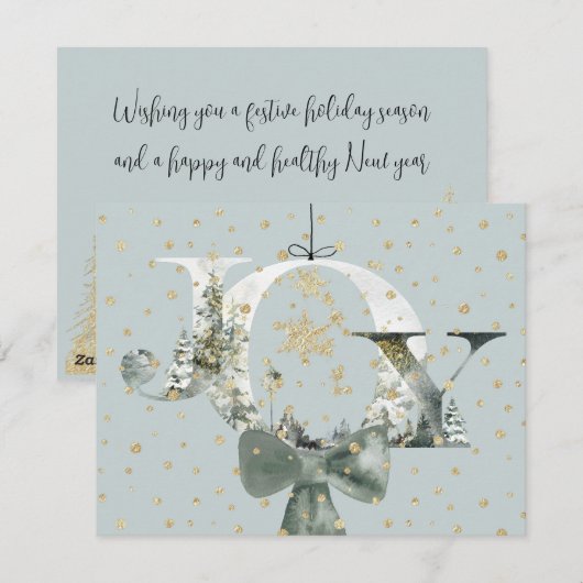 Winter Woud Lettering Goud Sneeuw Feestdagenkaart (Voorkant / Achterkant)