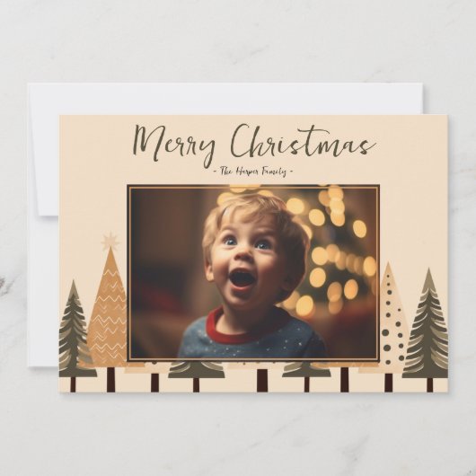 Winter Woud Neutrale Foto Kerstmis Feestdagenkaart (Voorkant)