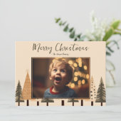 Winter Woud Neutrale Foto Kerstmis Feestdagenkaart (Staand voorkant)