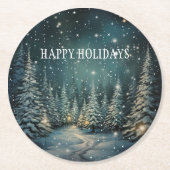 Winter Woud  Ronde Kartonnen Onderzetter (Voorkant)