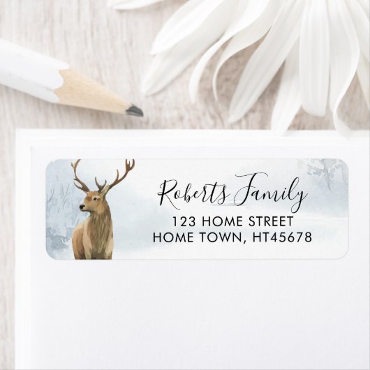 Winter Woudlandschap Herten Etiket (Insitu)