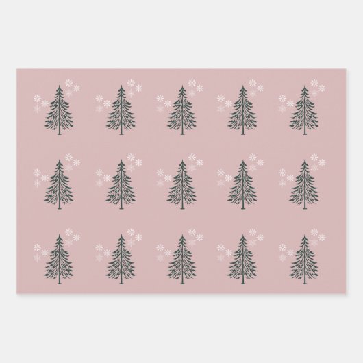 Winter Wrapping Paper Set – Evergreen Trees & Snow (Voorkant 2)