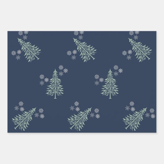 Winter Wrapping Paper Set – Evergreen Trees & Snow (Voorkant)