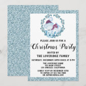 Winter Wreatay Kerstfeest Blauwe Glitter Kaart (Voorkant / Achterkant)
