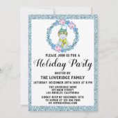 Winter Wreate Kerstfeestdag Blauwe Glitter Kaart (Voorkant)