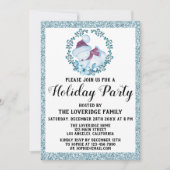 Winter Wreate Kerstfeestdag Blauwe Glitter Kaart (Voorkant)