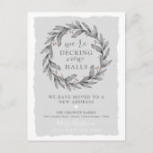 Winter Wreater 'Decking New Halls' Nieuw adres Aankondigingskaart (Voorkant)