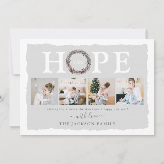 Winter Wreater HOPE Foto Collage Kerstmis Feestdagenkaart (Voorkant)
