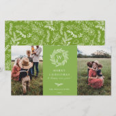 Winter Wreater Monogram Holiday 2 Fotokaart Groen Feestdagenkaart (Voorkant / Achterkant)
