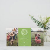 Winter Wreater Monogram Holiday 2 Fotokaart Groen Feestdagenkaart (Staand voorkant)