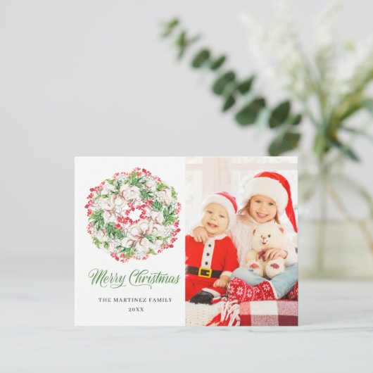 Winter Wreatfoto kerstfeestdag Briefkaart (Staand voorkant)