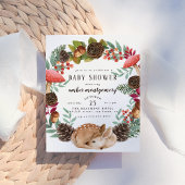 Winter Wreath & Baby Deer Woodland Baby shower Uitnodiging Briefkaart