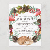 Winter Wreath & Baby Deer Woodland Baby shower Uitnodiging Briefkaart (Voorkant)