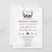 Winter Wreath Berries Bullfinch Rehearsal Dinner Kaart (Voorkant)