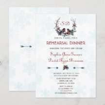 Winter Wreath Berries Bullfinch Rehearsal Dinner