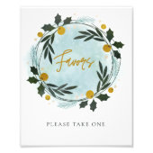  Winter Wreath Blue Gold Baby Shower Favor Sign Foto Afdruk (Voorkant)