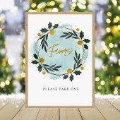  Winter Wreath Blue Gold Baby Shower Favor Sign Foto Afdruk