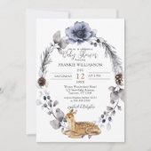 Winter Wreath Deer Woodland Baby shower Invitation Kaart (Voorkant)
