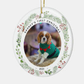 Winter Wreath Dog's FotoKerstmis Keramisch Ornament (Links)
